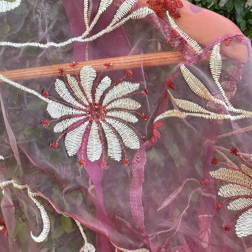 Vintage Pink Sheer Floral Top - Picture 5 of 5
